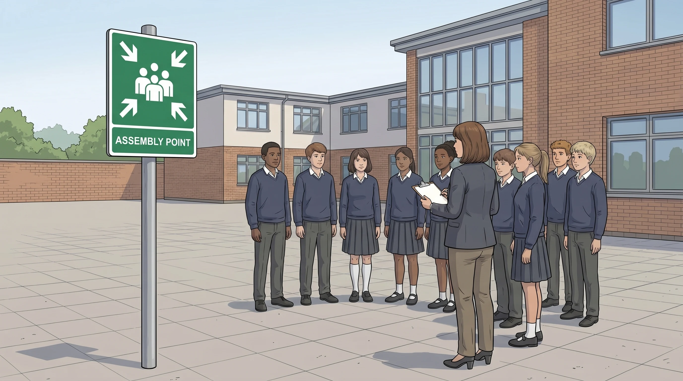 Stage 6: Occupants exit and congregate at safe point